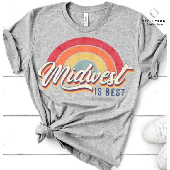 Bella Canvas Tops - Midwest Is Best XL Bella And Canvas Graphic Tee Minnesota Wisconsin Iowa Nordak